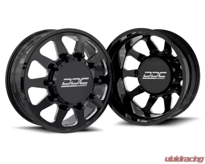 DDC Wheels The Ten Forged Dually Wheel Set 22x8.25 8x200 Black Milled Ford F-350|F-450 | Ram 3500 2005-2023 - 22BM-22-200