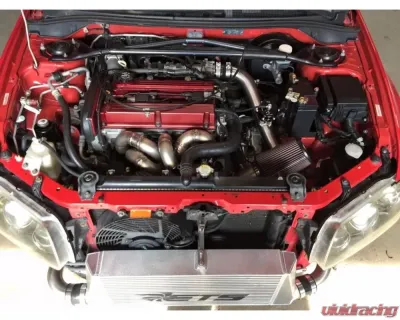 ETS 3" Short Route Upper Intercooler Piping Kit w/ 2.75" Throttle Body & Stock BOV w/ Recirculation Coupler Mitsubishi Evo 8 | 9 2003-2006 - 100-20-ICP-254
