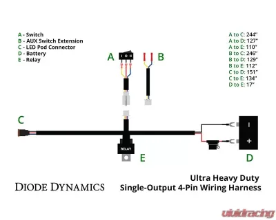 Diode Dynamics Ultra Heavy Duty Single Output 4-pin Wiring Harness - DD4123