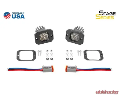 Diode Dynamics Stage Series C1 LED Pod Pro White Flood Flush ABL (PAIR) - DD6475P