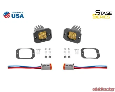 Diode Dynamics Stage Series C1 LED Pod Pro Yellow Flood Flush ABL (PAIR) - DD6478P