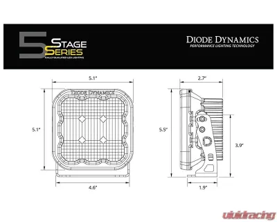 Diode Dynamics SS5 LED Pod Pro Yellow Flood (PAIR) - DD6779P
