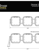 Diode Dynamics SS5 Pro Universal CrossLink 3-Pod Light Bar White Combo                                     - DD7238 - Image 9