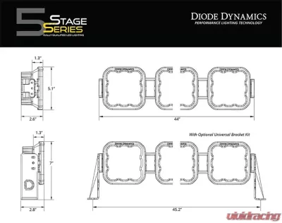 Diode Dynamics SS5 Sport Universal CrossLink 7-Pod Light Bar Yellow Driving - DD7213