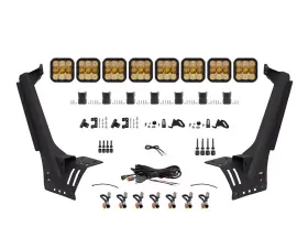 Diode Dynamics SS5 Sport CrossLink Windshield Yellow Combo Light Bar Kit Jeep Wrangler 2018-2022