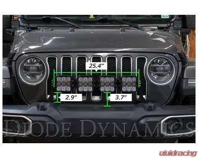 Diode Dynamics SS5 4-Pod CrossLink Grille Light Bar Kit Pro White Combo Jeep Wrangler 2018-2022 - DD7268