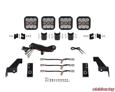 Diode Dynamics Jeep JL SS5 4-Pod CrossLink Grille Light Bar Kit Sport White Combo Jeep Wrangler 2018-2022 - DD6826