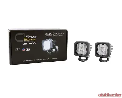 Diode Dynamics Stage Series C1 LED Pod White SAE/DOT Fog Standard ABL (PAIR) - DD6847P