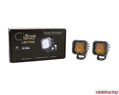 Diode Dynamics Stage Series C1 LED Pod Yellow SAE/DOT Fog Standard ABL (PAIR) - DD6848P