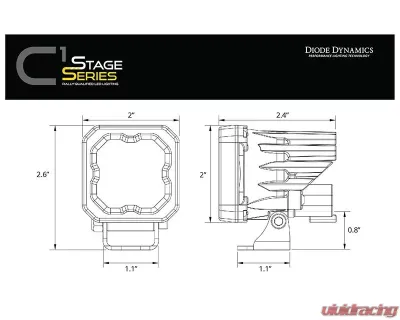 Diode Dynamics Stage Series C1 LED Pod Yellow SAE/DOT Fog Standard ABL (PAIR) - DD6848P