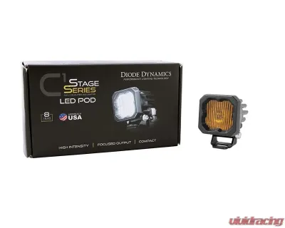 Diode Dynamics Stage Series C1 LED Pod Yellow SAE/DOT Fog Standard ABL (ONE) - DD6848S