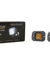 Diode Dynamics Stage Series C1 LED Pod Yellow SAE/DOT Fog Flush ABL (PAIR)                                     - DD6851P - Image 3