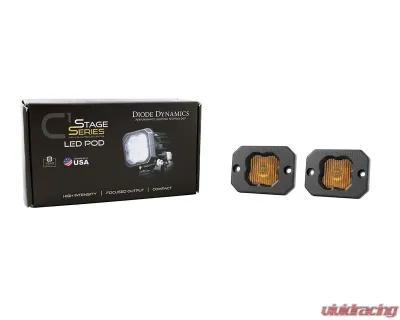 Diode Dynamics Stage Series C1 LED Pod Yellow SAE/DOT Fog Flush ABL (PAIR) - DD6851P