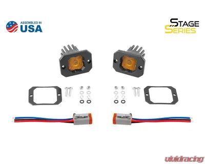 Diode Dynamics Stage Series C1 LED Pod Yellow SAE/DOT Fog Flush ABL (PAIR) - DD6851P