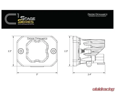 Diode Dynamics Stage Series C1 LED Pod Yellow SAE/DOT Fog Flush ABL (PAIR) - DD6851P