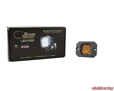 Diode Dynamics Stage Series C1 LED Pod Yellow SAE/DOT Fog Flush ABL (ONE) - DD6851S