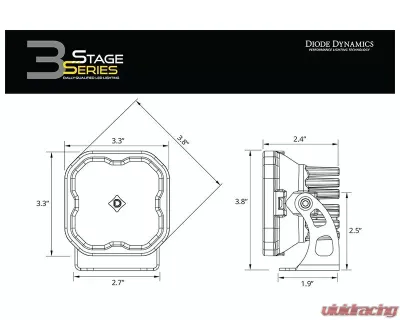 Diode Dynamics SS3 Max ABL Yellow SAE Fog Standard (PAIR) - DD6910P