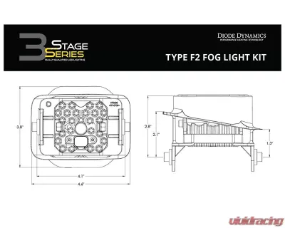 Diode Dynamics SS3 Sport Type F2 Kit ABL White SAE Fog Ford F150 | F250 | F300 2015-2021 - DD7012