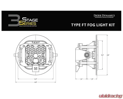 Diode Dynamics SS3 Max Type FT Kit ABL White SAE Fog Dodge | Ford | Toyota 1996-2014 - DD7025