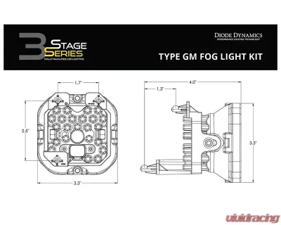 Diode Dynamics SS3 Max Type GM Kit ABL Yellow SAE Fog Chevrolet | Ford |GMC | Pontiac 2007-2021 - DD7034
