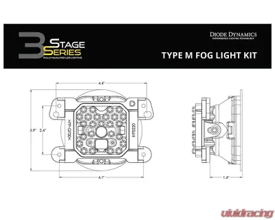Diode Dynamics SS3 Max Type M Kit ABL White SAE Fog Chrysler | Dodge | Jeep 2005-2022 - DD7049