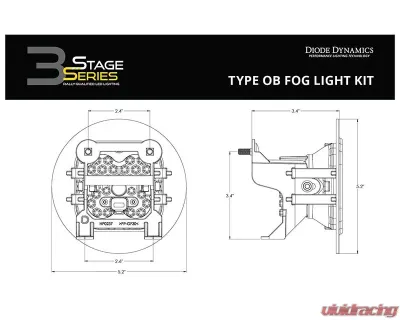 Diode Dynamics SS3 Max Type OB Kit ABL Yellow SAE Fog - DD7074