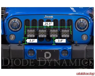 Diode Dynamics SS5 4-Pod CrossLink Grille Light Bar Kit Pro White Combo Jeep Wrangler JK 2007-2018 - DD7272