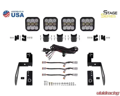 Diode Dynamics SS5 4-Pod CrossLink Grille Light Bar Kit Pro White Combo Jeep Wrangler JK 2007-2018 - DD7272