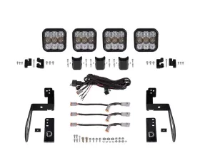 Diode Dynamics SS5 4-Pod CrossLink Grille Light Bar Kit Pro White Combo Jeep Wrangler JK 2007-2018