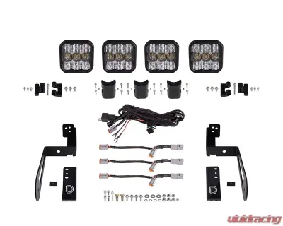 Diode Dynamics SS5 4-Pod CrossLink Grille Light Bar Kit Pro White Combo Jeep Wrangler JK 2007-2018 - DD7272