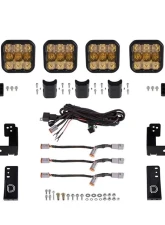 Diode Dynamics SS5 4-Pod CrossLink Grille Light Bar Kit Pro Yellow Combo Jeep Wrangler JK 2007-2018                                     - DD7273 - Image 7