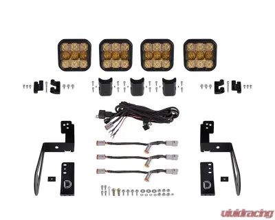 Diode Dynamics SS5 4-Pod CrossLink Grille Light Bar Kit Pro Yellow Combo Jeep Wrangler JK 2007-2018 - DD7273
