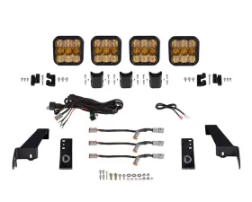 Diode Dynamics SS5 4-Pod CrossLink Grille Light Bar Kit Pro Yellow Combo Jeep Wrangler 2018-2022