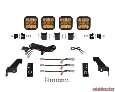 Diode Dynamics SS5 4-Pod CrossLink Grille Light Bar Kit Pro Yellow Combo Jeep Wrangler 2018-2022 - DD7269