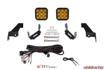 Diode Dynamics SS5 CrossLink Bumper Light Bar Kit Sport Yellow Driving Jeep Wrangler JL 2018-2022 - DD7290