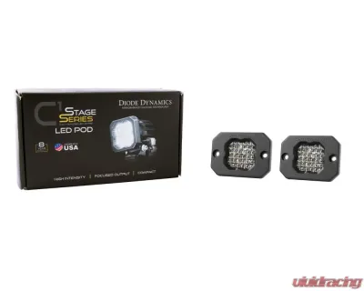 Diode Dynamics Stage Series C1R White Flood Flush Mount LED Pod Pair - DD7427P