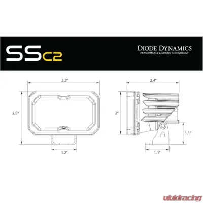 Diode Dynamics 1.75" 25.6 Watts SSC2 Pro Stage Series Roll Bar Reverse Light Kit Polaris RZR Trail 2021-2024 - DD7735