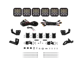 Diode Dynamics SS5 6-Pod CrossLink Sport White Driving Lightbar Kit w/ Roof Rack Brackets Prinsu | Sherpa