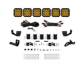 Diode Dynamics SS5 6-Pod CrossLink Sport Yellow Driving Lightbar Kit w/ Roof Rack Brackets Prinsu | Sherpa