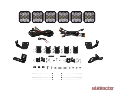 Diode Dynamics SS5 6-Pod CrossLink Pro White Combo Lightbar Kit w/ Roof Rack Brackets Prinsu | Sherpa - DD7820