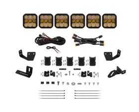 Diode Dynamics SS5 6-Pod CrossLink Pro Yellow Combo Lightbar Kit w/ Roof Rack Brackets Prinsu | Sherpa
