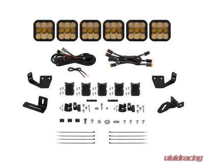 Diode Dynamics SS5 6-Pod CrossLink Pro Yellow Combo Lightbar Kit w/ Roof Rack Brackets Prinsu | Sherpa - DD7821