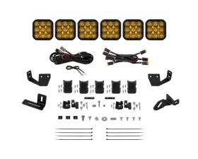 Diode Dynamics SS5 6-Pod CrossLink Pro Yellow Driving Lightbar Kit w/ Roof Rack Brackets Prinsu | Sherpa