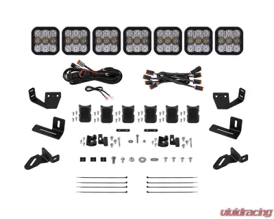 Diode Dynamics SS5 7-Pod CrossLink Sport White Combo Lightbar Kit w/ Roof Rack Brackets Prinsu | Sherpa - DD7824