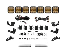 Diode Dynamics SS5 7-Pod CrossLink Sport Yellow Combo Lightbar Kit w/ Roof Rack Brackets Prinsu | Sherpa