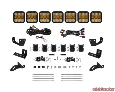 Diode Dynamics SS5 7-Pod CrossLink Sport Yellow Combo Lightbar Kit w/ Roof Rack Brackets Prinsu | Sherpa - DD7825