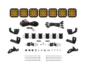 Diode Dynamics SS5 7-Pod CrossLink Sport Yellow Driving Lightbar Kit w/ Roof Rack Brackets Prinsu | Sherpa