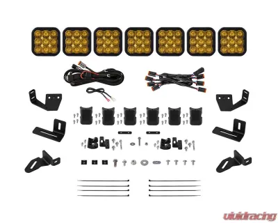 Diode Dynamics SS5 7-Pod CrossLink Sport Yellow Driving Lightbar Kit w/ Roof Rack Brackets Prinsu | Sherpa - DD7827
