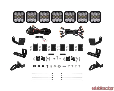 Diode Dynamics SS5 7-Pod CrossLink Pro White Combo Lightbar Kit w/ Roof Rack Brackets Prinsu | Sherpa - DD7828