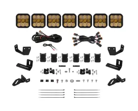 Diode Dynamics SS5 7-Pod CrossLink Pro Yellow Combo Lightbar Kit w/ Roof Rack Brackets Prinsu | Sherpa